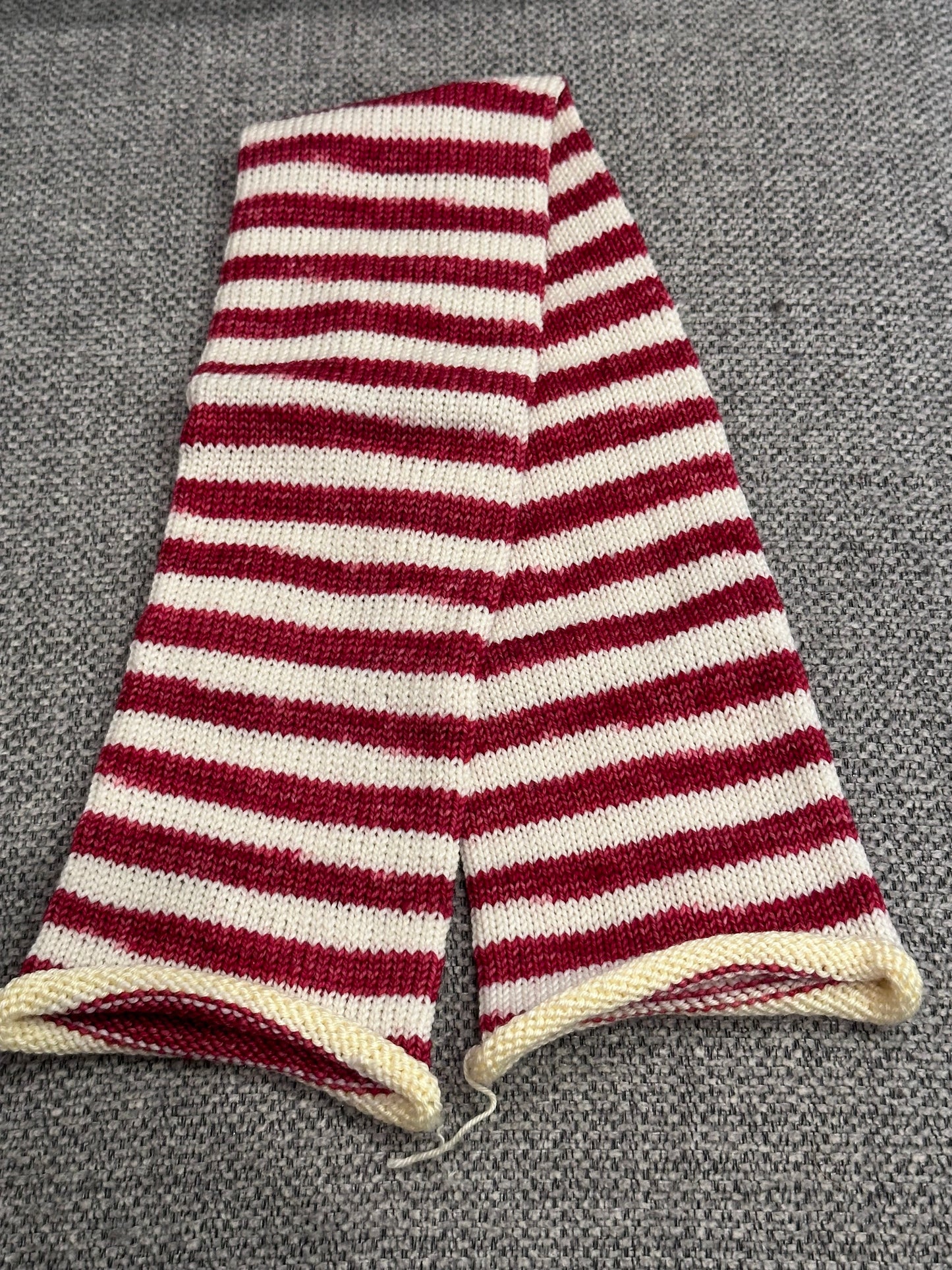 64 Stitch Pre-cranked Sock Tube - Zomari Dyeworks Sock - Candy Cane