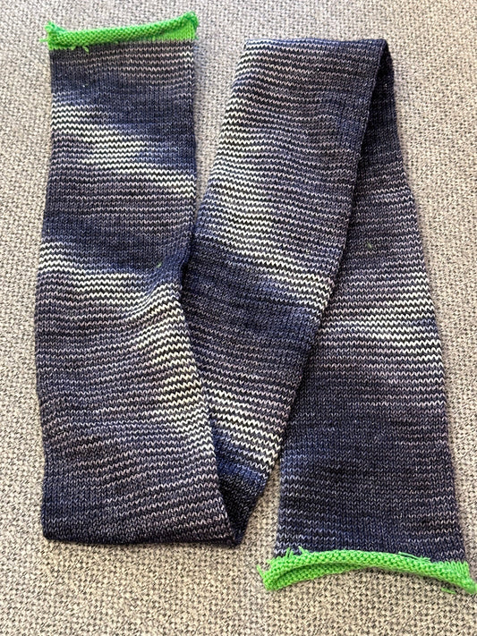64 Stitch Pre-cranked Sock Tube - Expressions Fiber Arts Sincere Sock with Sparkle - Black/Gray/White