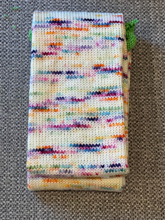 64 Stitch Pre-cranked Sock Tube - On The Round Signature Sock Yarn - Speckled Cosmic Rainbow